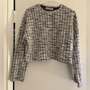 Mango Black and White Crop sweater blouse